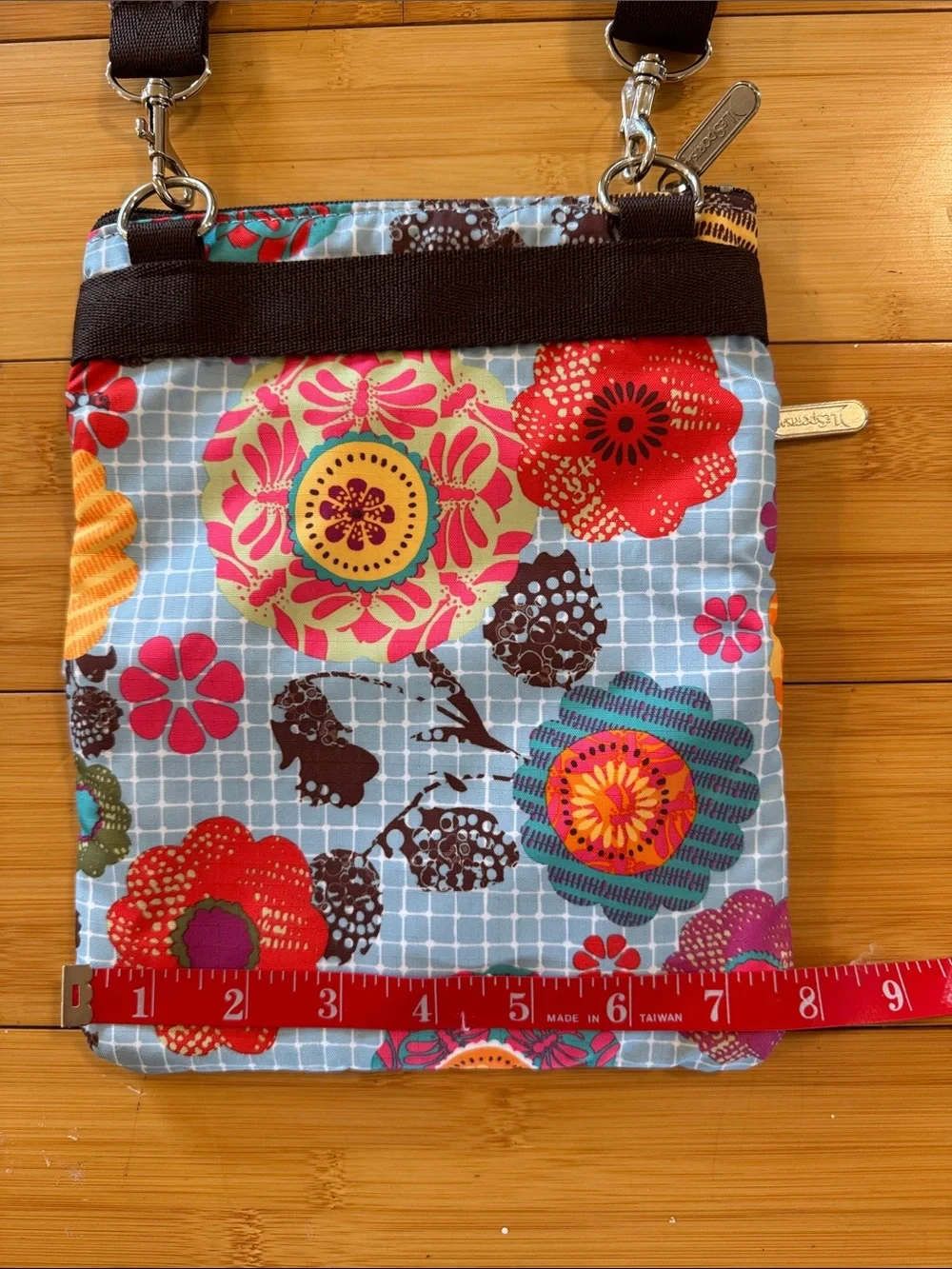 LeSportsac Blue Multi Floral Triple-Zip Crossbody Bag